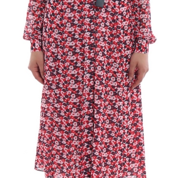 SOLD‼️MICHAEL Michael Kors Red and Black Floral Midi Dress - Picture 3 of 6